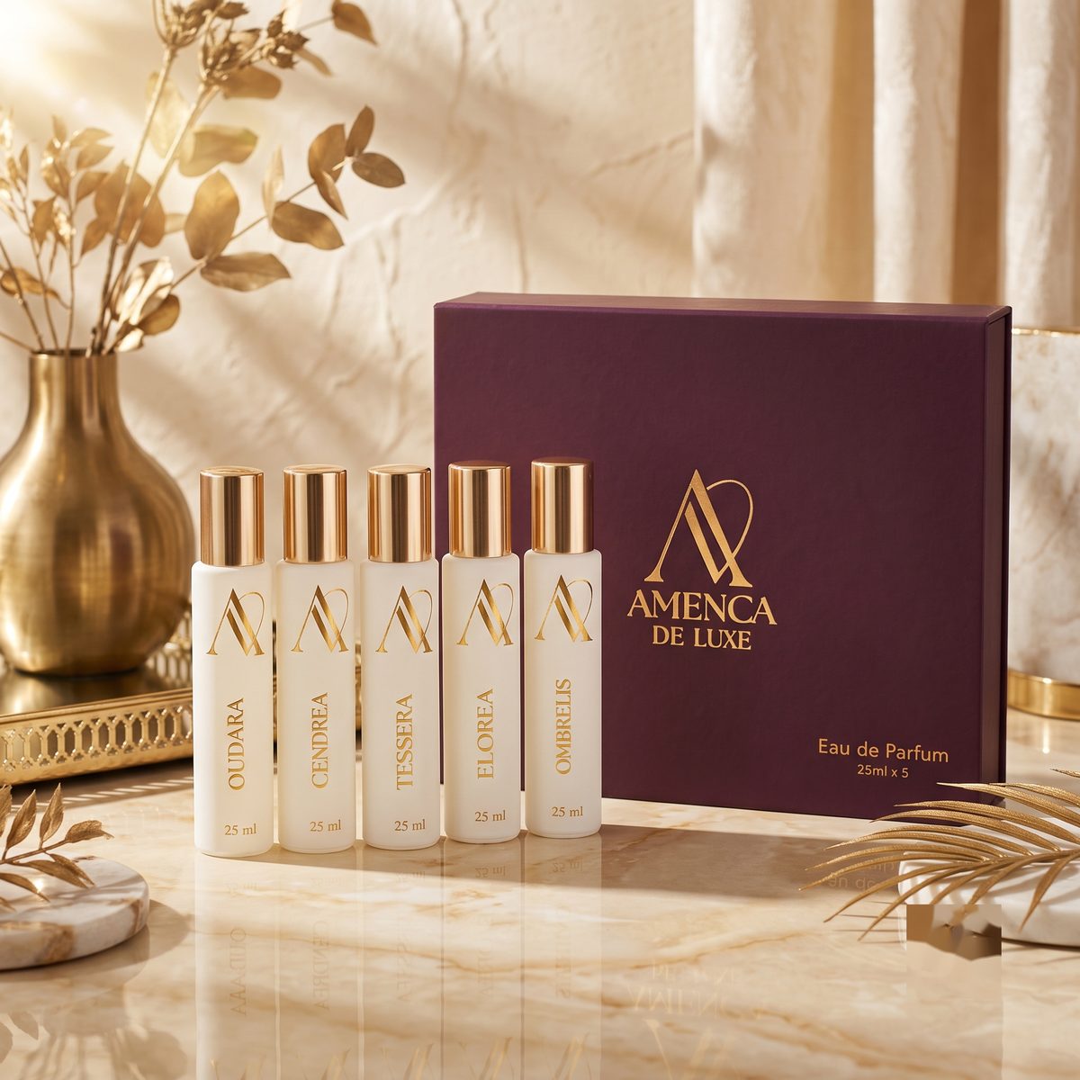 The Discovery Set: five 25 ml bottles beside the presentation box